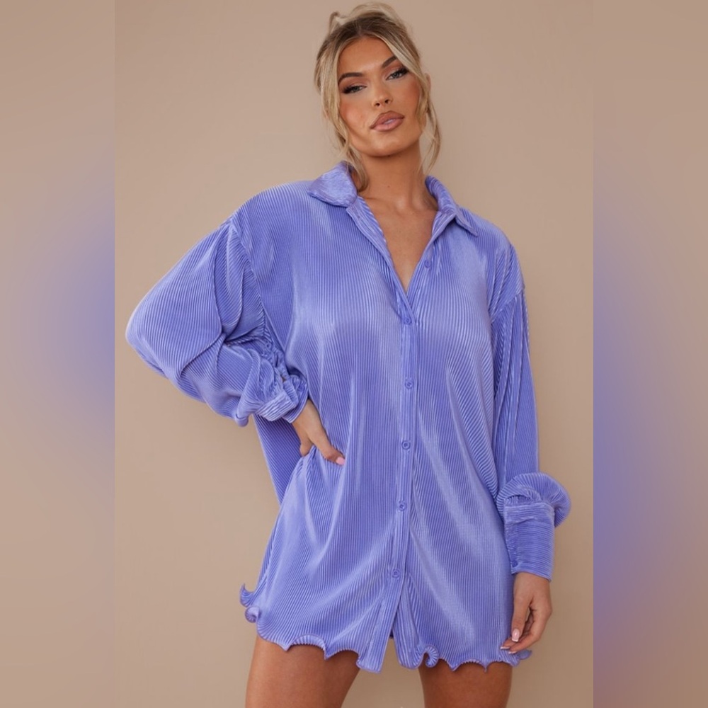 NWOT Lavender Plisse Shirt Dress